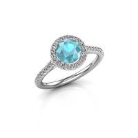 Image of Engagement ring seline rnd 2<br/>950 platinum<br/>Blue topaz 6.5 mm