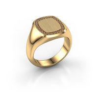 Image of Men's ring floris cushion 3<br/>585 gold<br/>Brown diamond 0.225 crt