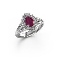 Image of Engagement ring Andrea 950 platinum rhodolite 7x5 mm