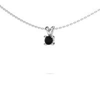 Image of Necklace Sam round 585 white gold black diamond 0.36 crt