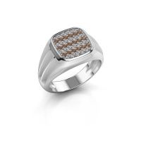 Afbeelding van Pinkring Robbert<br/>585 witgoud<br/>Bruine diamant 0.558 crt