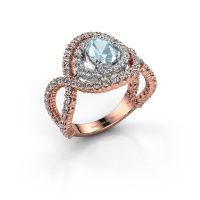 Image de Bague Chau<br/>585 or rose<br/>Aigue-marine 7x5 mm