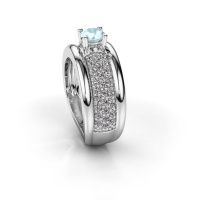 Afbeelding van Ring Alicia<br/>585 witgoud<br/>Aquamarijn 5 mm