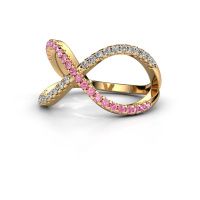 Afbeelding van Ring Alycia 2 585 goud roze saffier 1.3 mm
