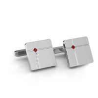 Image of Cufflinks hilco<br/>585 white gold<br/>Ruby 2 mm