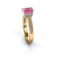 Afbeelding van Verlovingsring Shonta EME<br/>585 goud<br/>Roze saffier 7x5 mm