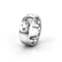 Image of Wedding ring WH0141L26BP<br/>585 white gold ±7x2 mm<br/>Aquamarine