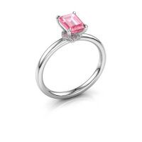 Afbeelding van Verlovingsring Crystal EME 3 950 platina roze saffier 7x5 mm