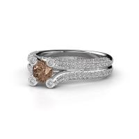 Afbeelding van Verlovingsring Stefanie 2<br/>585 witgoud<br/>Bruine diamant 1.50 crt
