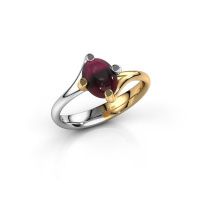 Afbeelding van Ring Nora<br/>585 witgoud<br/>Granaat 8x6 mm