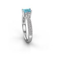 Image of Engagement Ring Marielle Eme<br/>950 platinum<br/>Blue topaz 6x4 mm