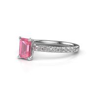 Afbeelding van Verlovingsring Crystal EME 2 585 witgoud roze saffier 6.5x4.5 mm
