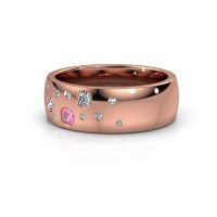 Afbeelding van Trouwring WH0141L26BP 585 rosé goud roze saffier ±7x2 mm