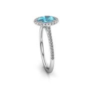 Image of Engagement ring seline ovl 2<br/>585 white gold<br/>Blue topaz 7x5 mm