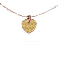 Image of Necklace Heart 5 585 rose gold yellow sapphire 0.8 mm