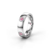 Image of Wedding ring WH0139L25BP<br/>585 white gold ±5x2 mm<br/>Pink sapphire