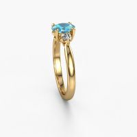 Afbeelding van Verlovingsring Lieselot Ovl<br/>585 goud<br/>Blauw topaas 7x5 mm
