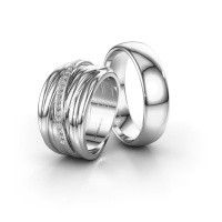 Image of Wedding rings set WHS003LM36AP ±13x3 mm 14 Carat white gold diamond 0.005 crt