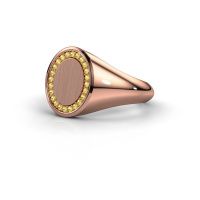 Image of Signet ring Rosy Oval 2 585 rose gold yellow sapphire 1.2 mm