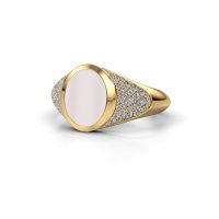 Afbeelding van Pinkring Giovani<br/>585 goud<br/>Rode lagensteen 10x8 mm