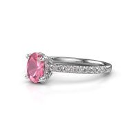 Image of Engagement ring saskia 1 ovl<br/>585 white gold<br/>Pink sapphire 7x5 mm