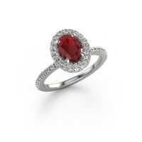 Image of Engagement ring Talitha OVL 585 white gold ruby 7x5 mm