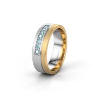 Afbeelding van Trouwring WH0312L16AM 585 witgoud aquamarijn ±6x1.7 mm