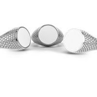 Image of Signet ring zachary 2<br/>950 platinum<br/>white enamel 12 mm