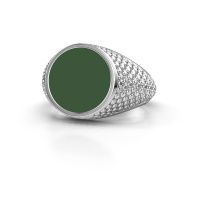 Image of Signet ring Zachary 2 585 white gold green enamel 12 mm