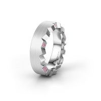 Image of Wedding ring WH2058L17EM<br/>585 white gold ±7x2.6 mm<br/>Pink sapphire