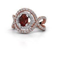Image de Bague Chau<br/>585 or rose<br/>Grenat 7x5 mm