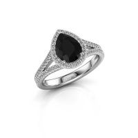 Afbeelding van Verlovingsring verla pear 2<br/>950 platina<br/>zwarte diamant 1.637 crt