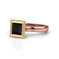 Afbeelding van Stapelring Trudy Square 585 rosé goud zwarte diamant 1.56 crt