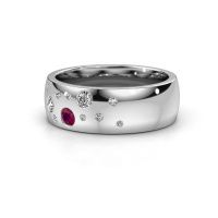 Afbeelding van Trouwring WH0141L26BP<br/>950 platina ±7x2 mm<br/>Rhodoliet
