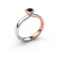 Afbeelding van Verlovingsring Noor 585 rosé goud zwarte diamant 0.24 crt