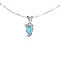 Image of Necklace Cornelia Pear 950 platinum blue topaz 7x5 mm
