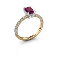 Image of Engagement ring saskia eme 2<br/>585 gold<br/>Rhodolite 6.5x4.5 mm