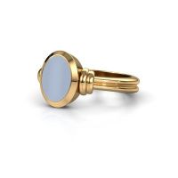 Afbeelding van Pinkring Jake 1<br/>585 goud<br/>Licht blauwe lagensteen 10x8 mm