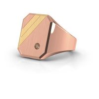 Afbeelding van Zegelring Patrick 5 585 rosé goud bruine diamant 0.06 crt
