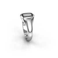 Image of Men's ring floris cushion 1<br/>950 platinum<br/>Black diamond 0.18 crt