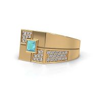 Afbeelding van Heren ring Rogier<br/>585 goud<br/>Blauw topaas 4 mm