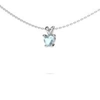 Image of Necklace Sam Heart 585 white gold aquamarine 5 mm