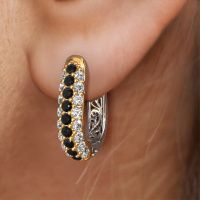 Image of Hoop earrings Danika 8.5 A 585 gold black diamond 1.052 crt