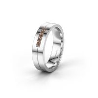 Image of Wedding ring WH0211L15AP<br/>950 platinum ±5x1.7 mm<br/>Brown diamond