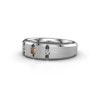 Image of Men's ring justin<br/>950 platinum<br/>Brown diamond 0.20 crt
