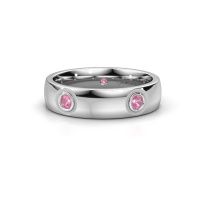 Image of Wedding ring WH0139L25BP<br/>585 white gold ±5x2 mm<br/>Pink sapphire