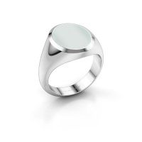 Afbeelding van Zegelring Herman 4<br/>950 platina<br/>Groene Lagensteen 15x12 mm