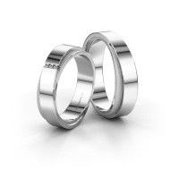 Image of Wedding rings set WH6012LMX6A ±6x1.7 mm 14 Carat white gold diamond 0.008 crt