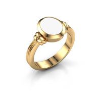 Image of Signet ring brenda 1<br/>585 gold<br/>white enamel 10x8 mm