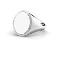 Afbeelding van Zegelring Herman 4<br/>950 platina<br/>witte emaille 15x12 mm